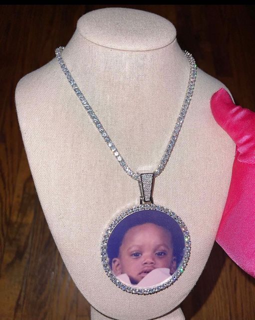 Oversize Photo Pendant W/ Diamond Chain